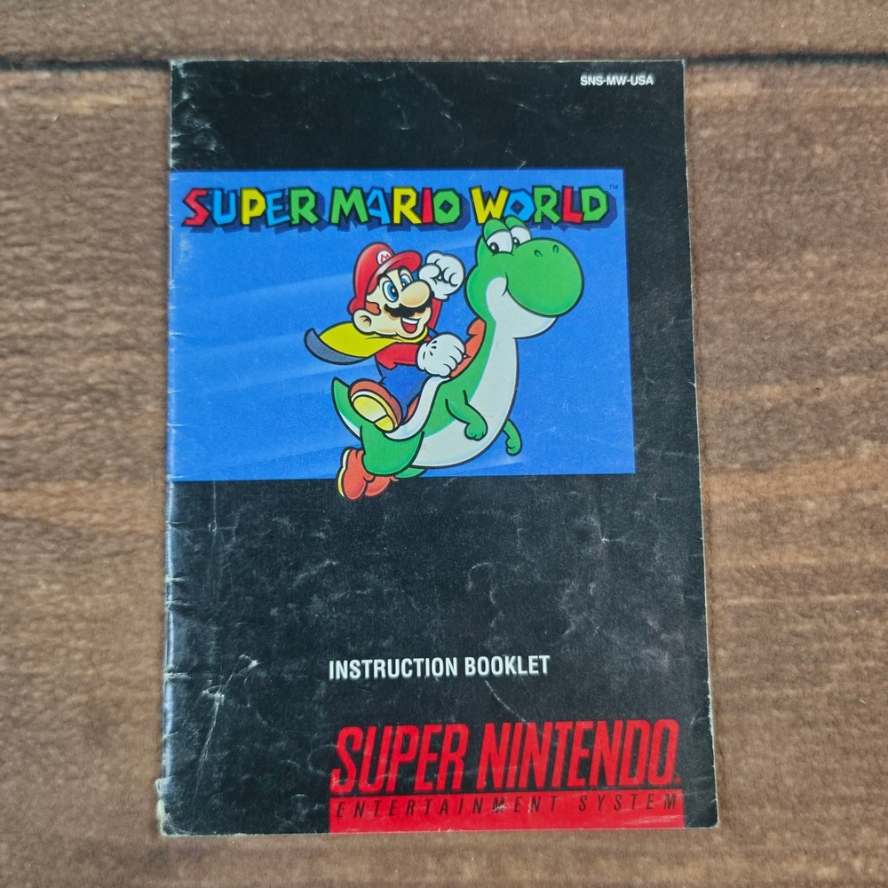 Nintendo Super Mario World Manual SNES Black Good Original Instruction Booklet